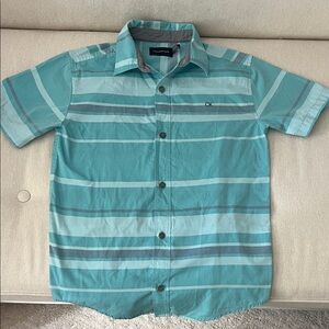 Calvin Klein Teal and Gray Striped Shirt